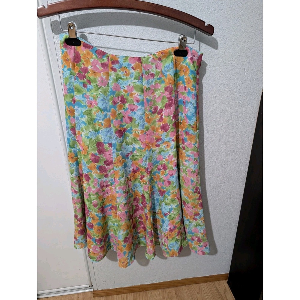 Vintage Women's Skirt Blue Pink Floral Reversible Midi Fairy Cottagecore‎ Whimsy